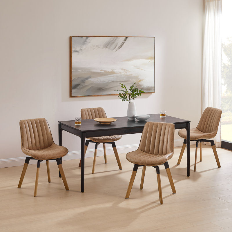 Wade Logan® Brimlow Tufted Faux Leather Upholstered Swivel Dining Side